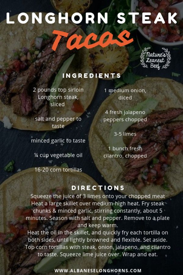 Longhorn Steak Tacos - Albanese Longhorns